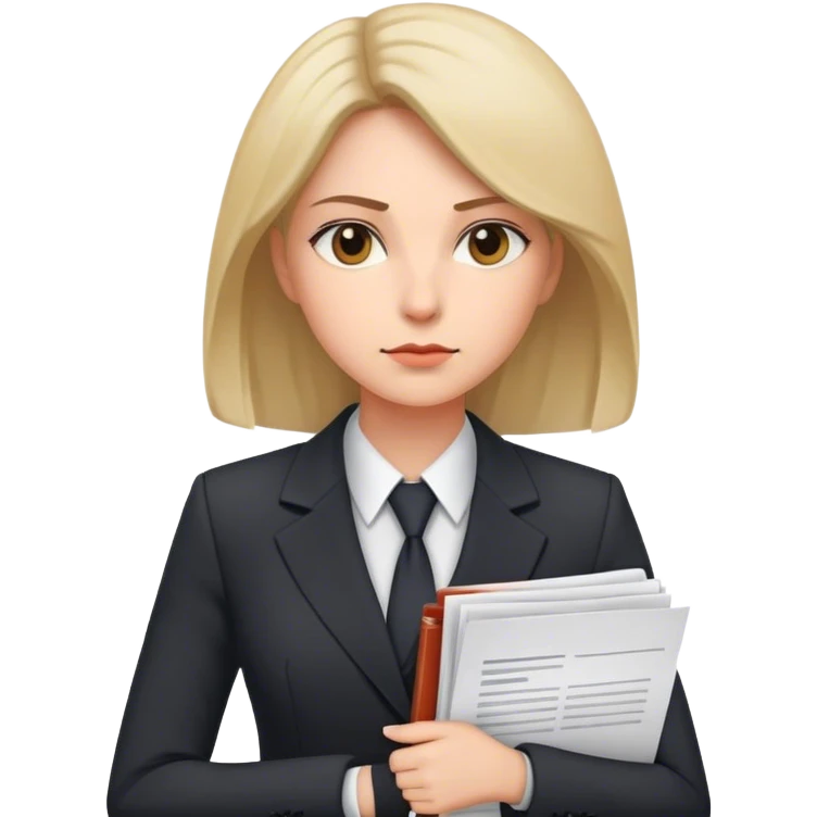 serious woman with documents in a suit emoji