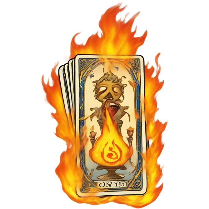 tarot cards in fire emoji