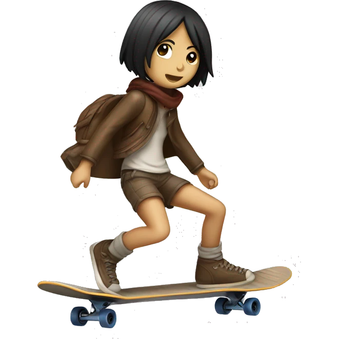 Mikasa riding skateboard emoji