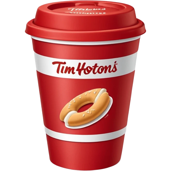 Tim Hortons coffee, it should be red cup with white write writing " Tim Hortons" and a White lid emoji