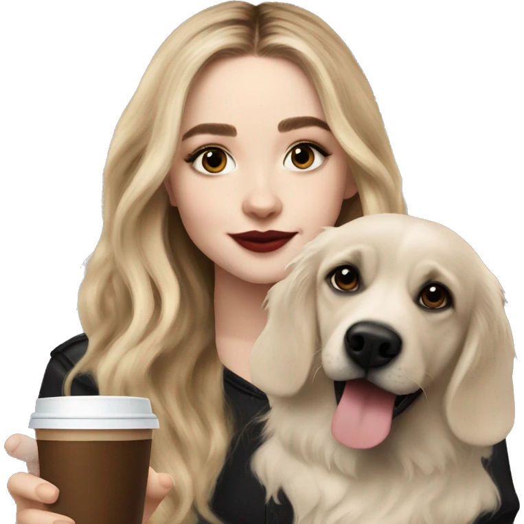 sabrina carpenter drinking a espresso with a dog emoji