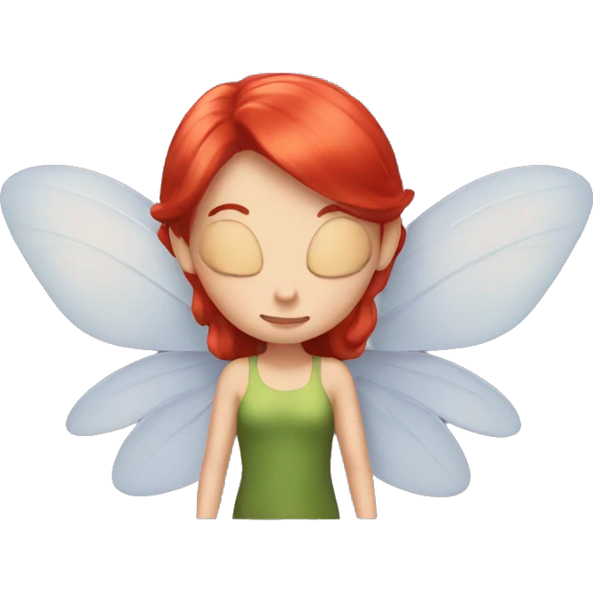 A fairy with wings and red hair emoji