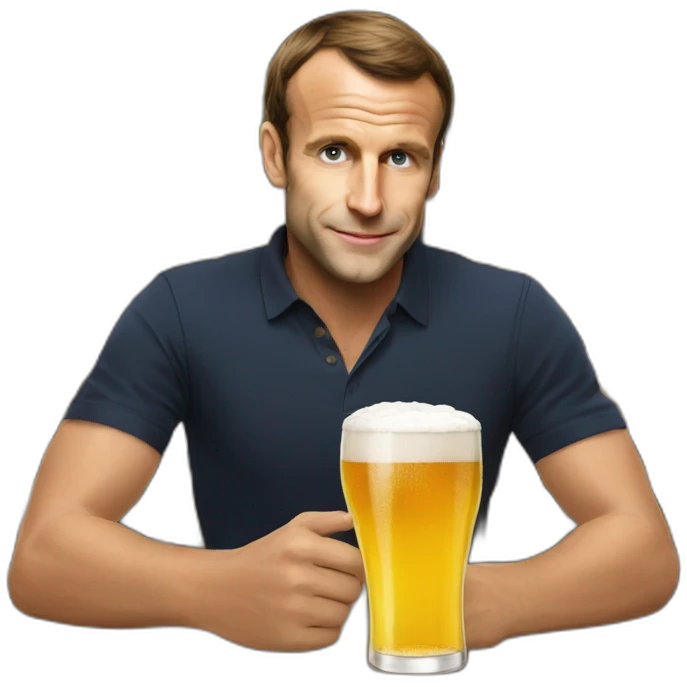 Macron avec une bière emoji
