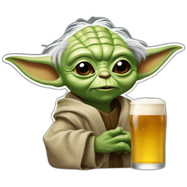 yoda buvant une bière emoji