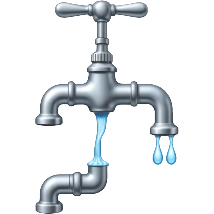 
water pouring from an old tap, 1980 emoji