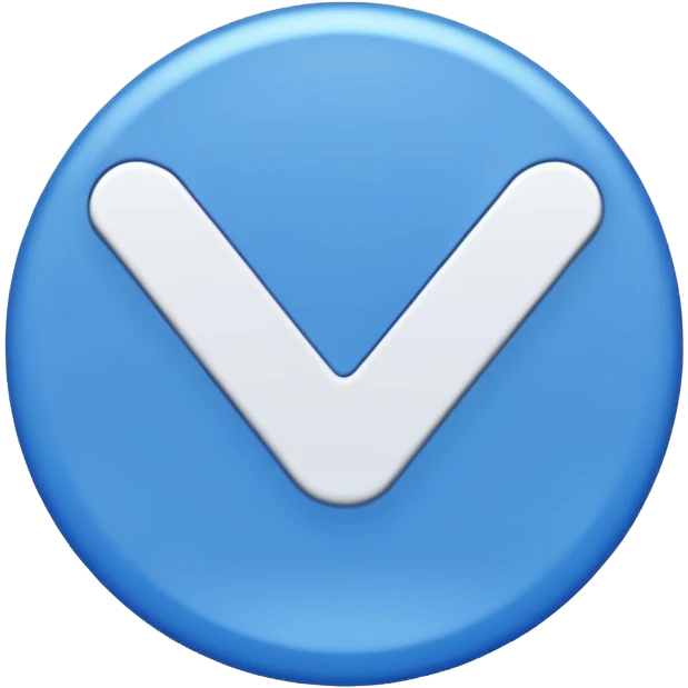 Blue circle with irregularities on it on it is boundaries and it should have a white tick no face emoji