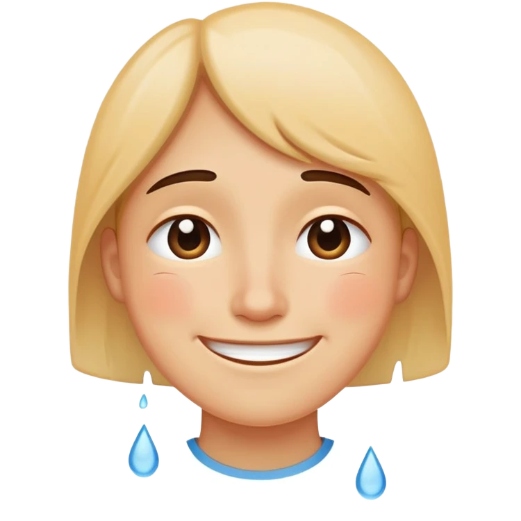 face with a smile but with tears streaming down, hiding sadness behind a happy face emoji