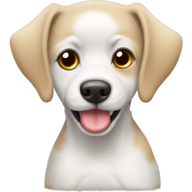 Perrita blanca  con ojos cafés pequinés c emoji