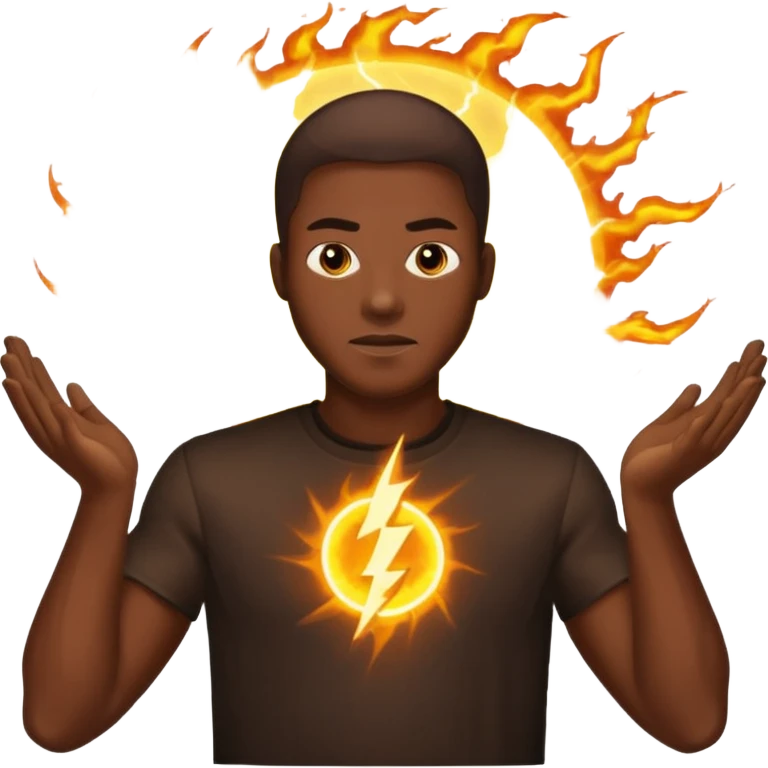 black man summoning electric emoji