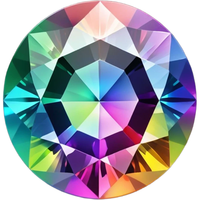 round cut rainbow gemstone with all colors of the spectrum shining through emoji