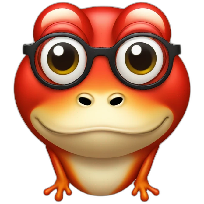 Red frog with glasses emoji