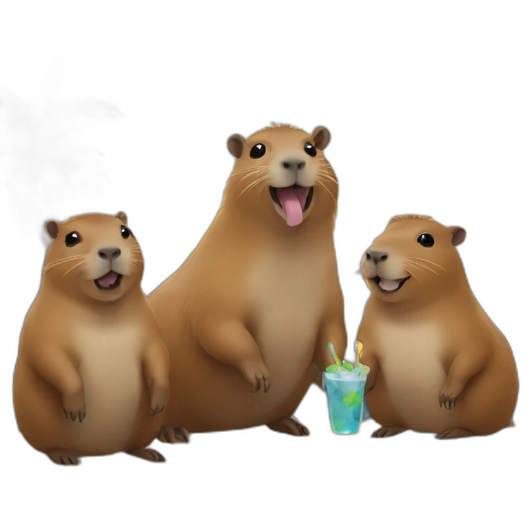 Capybara partying with friends emoji