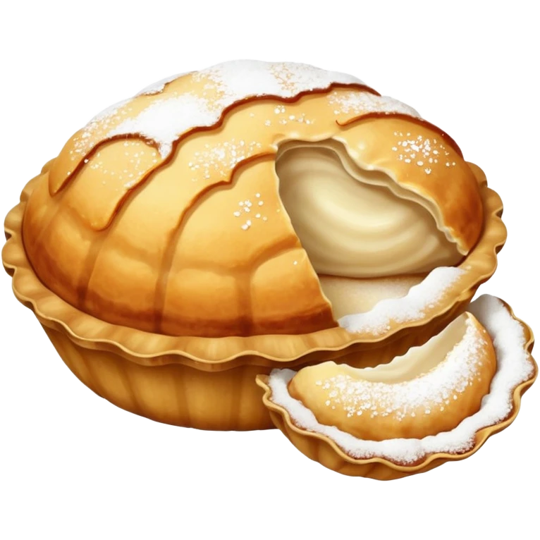 Half-clam shaped baked desert emoji