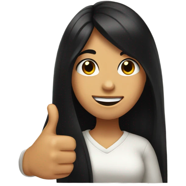 a girl with long black hair thumbs up emoji
