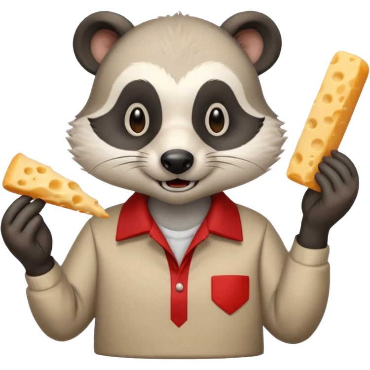 A realistic mad badger bowling while eating cheese sticks emoji