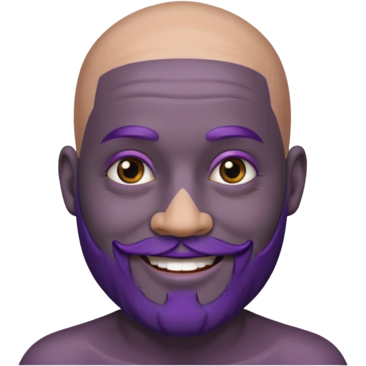 bald purple bearded man with black face tattoo emoji
