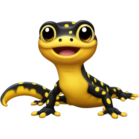 Spotted  black yellow salamander super excited  emoji