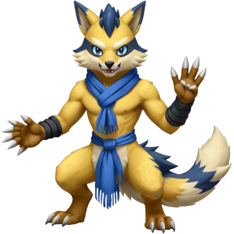 Shiny furry cool Zeraora-Renamon-Obstagoon-fusion emoji