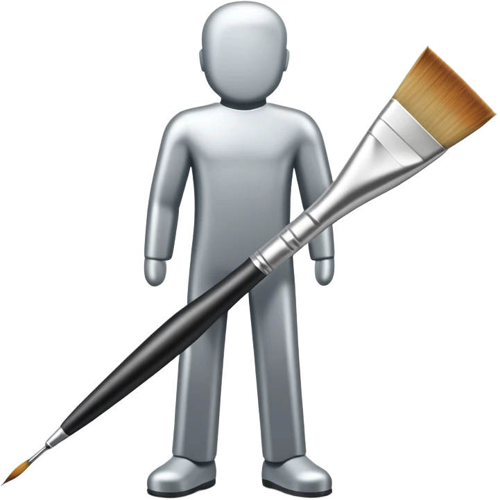 A paintbrush that transforms into a human silhouette, symbol of artistic identity emoji