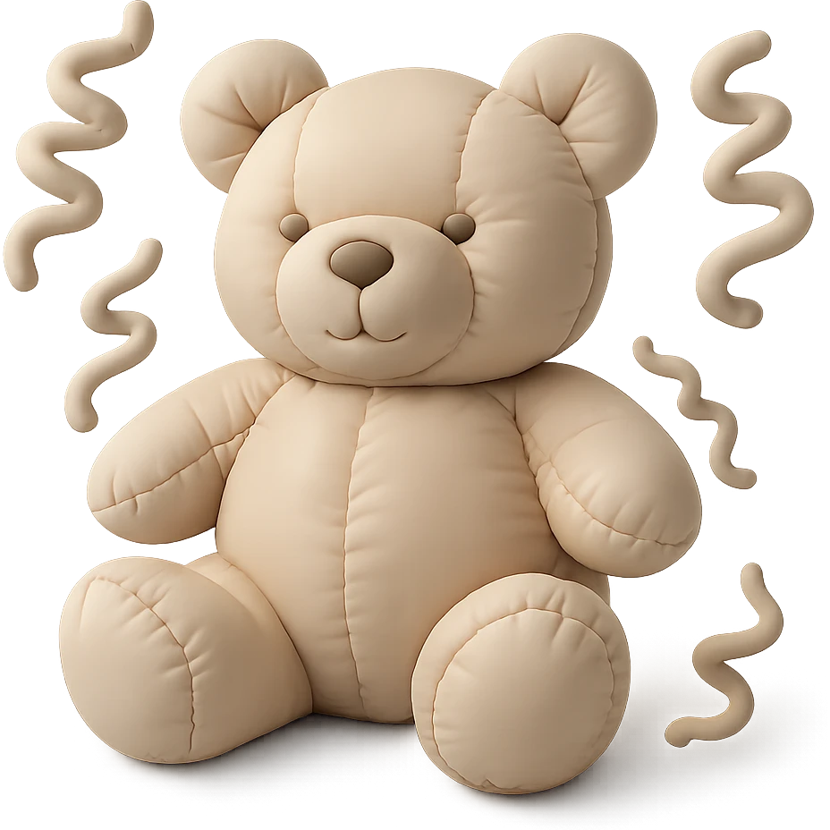bear with swirly streamers around in cushion style emoji