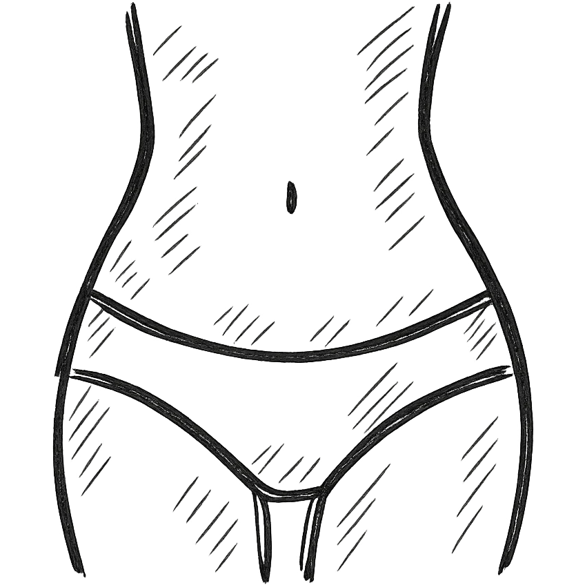 hand-drawn outlined icon of a female belly, sketchy style emoji
