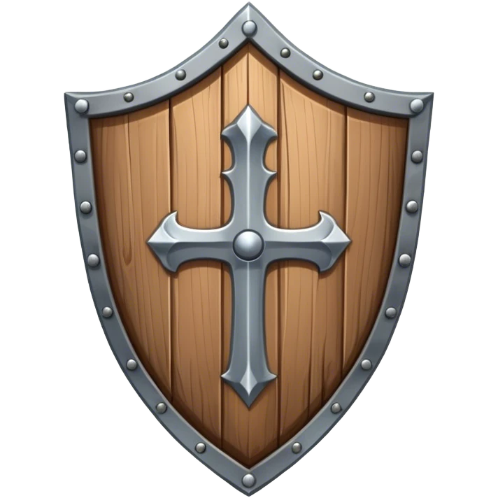 Shield, medieval, wooden but parts are metal emoji