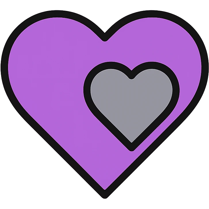 violet and grey heart icon emoji