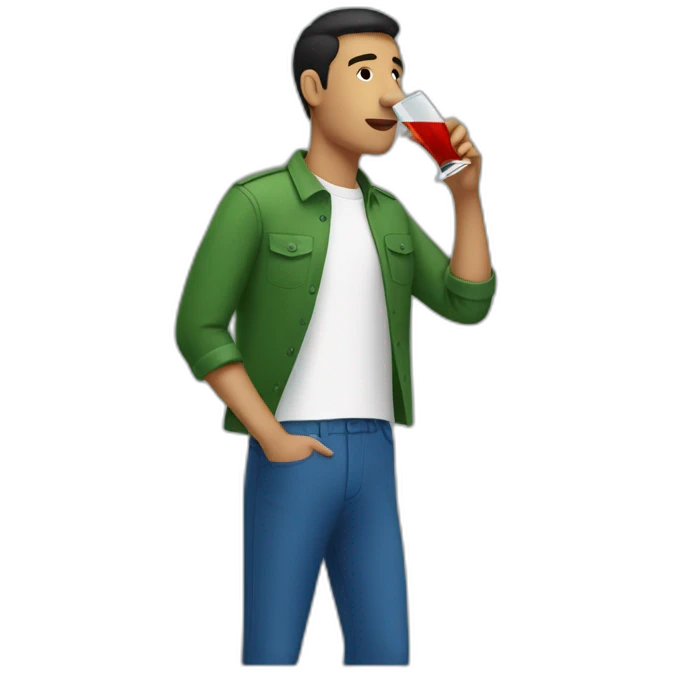Latin guy Drinking and using lacoste emoji