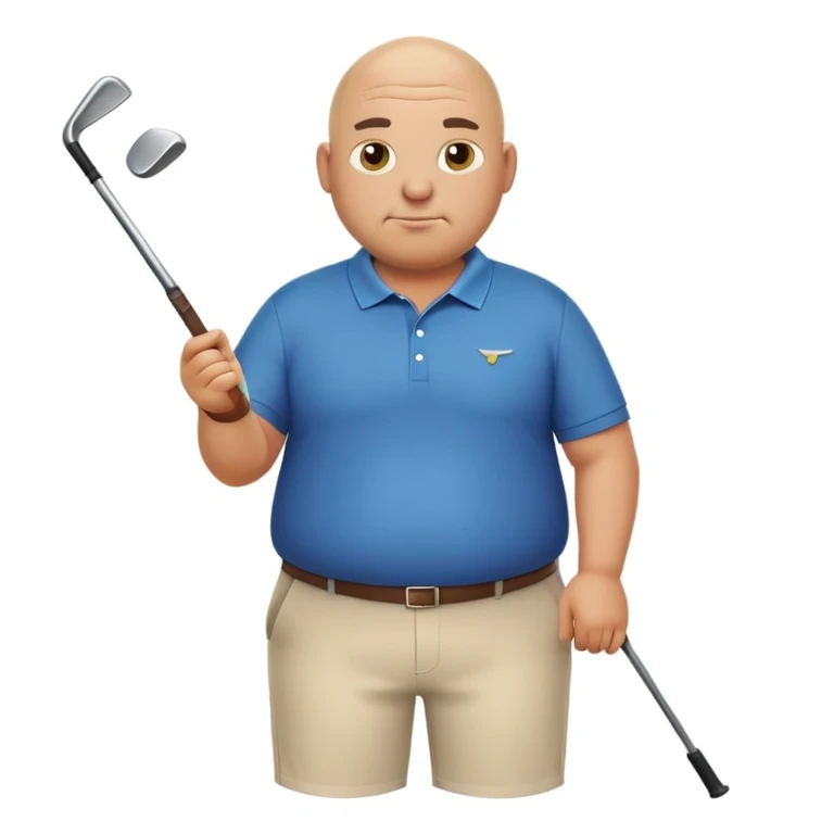 Fat bald guy golfing emoji