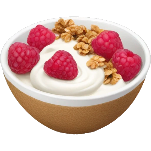 Yogurt bowl with raspberries and granola emoji
