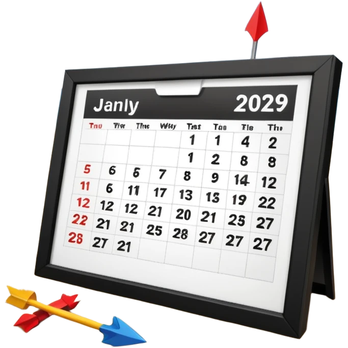 holiday incoming with calendar and beach, bold arrow or highlight on the date, suitable for Slack status emoji emoji