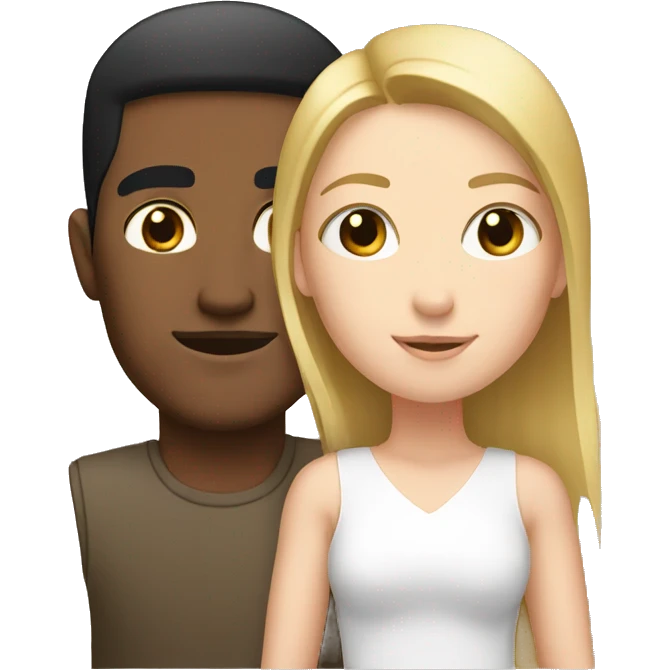 Brown man with short white girl emoji