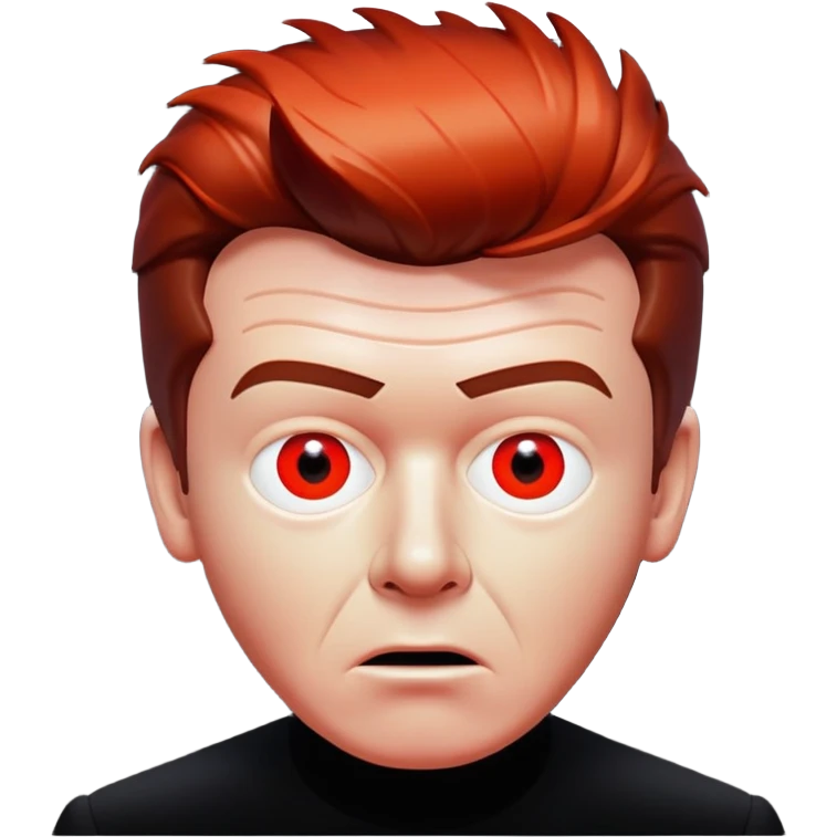 Rick Astley but with his eyes blurred out, the background is pitch black, Rick Astley is kind of an orangish-red color, and the entire picture, including Rick Astley, is a staticky, glitchy, horror, analog horror type emoji