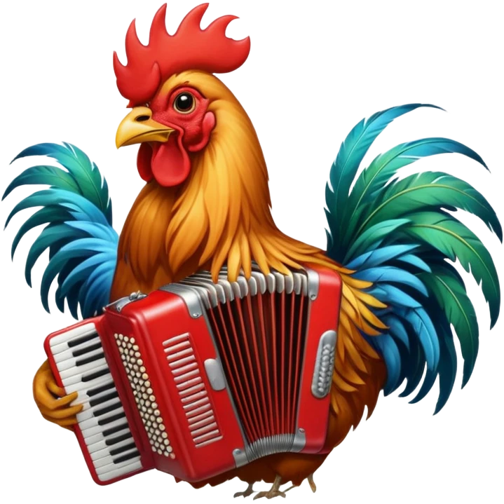 Rooster holding accordion emoji