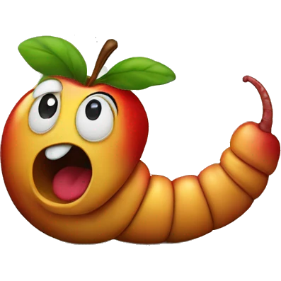 worm in apple emoji