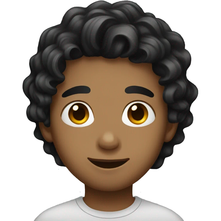 Boy with black wavy hair emoji