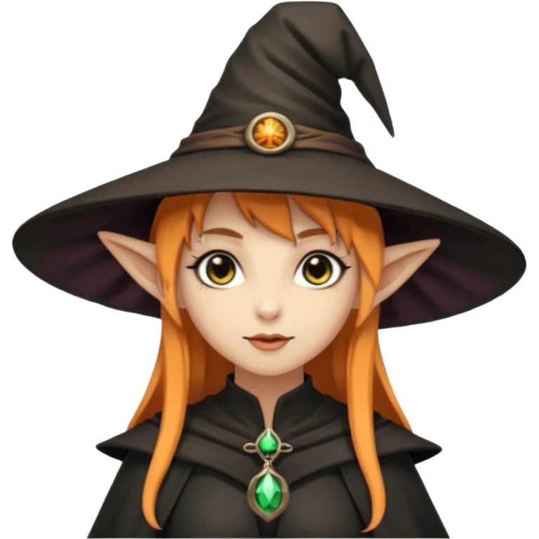 Goth and tan girl elf girl in witch hat emoji