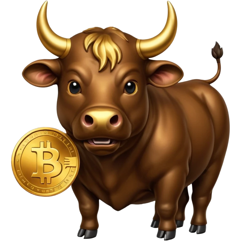 bull holding a bitcoin coin emoji