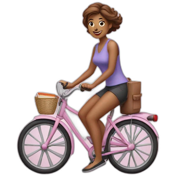 girly middleaged woman on a bike with a book in hand emoji
