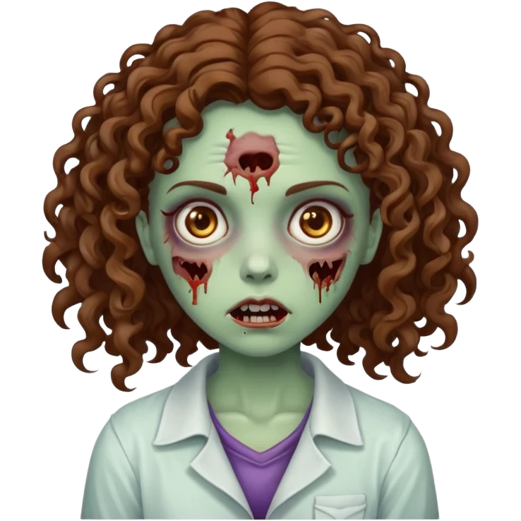 zombie girl curly brown hair emoji