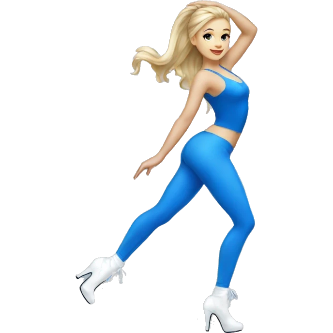 white Heels dancer girl wearing blue emoji