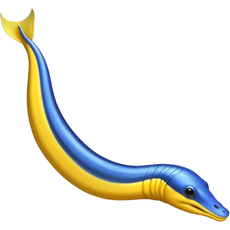 long ribbon eel, blue anbd yellow emoji