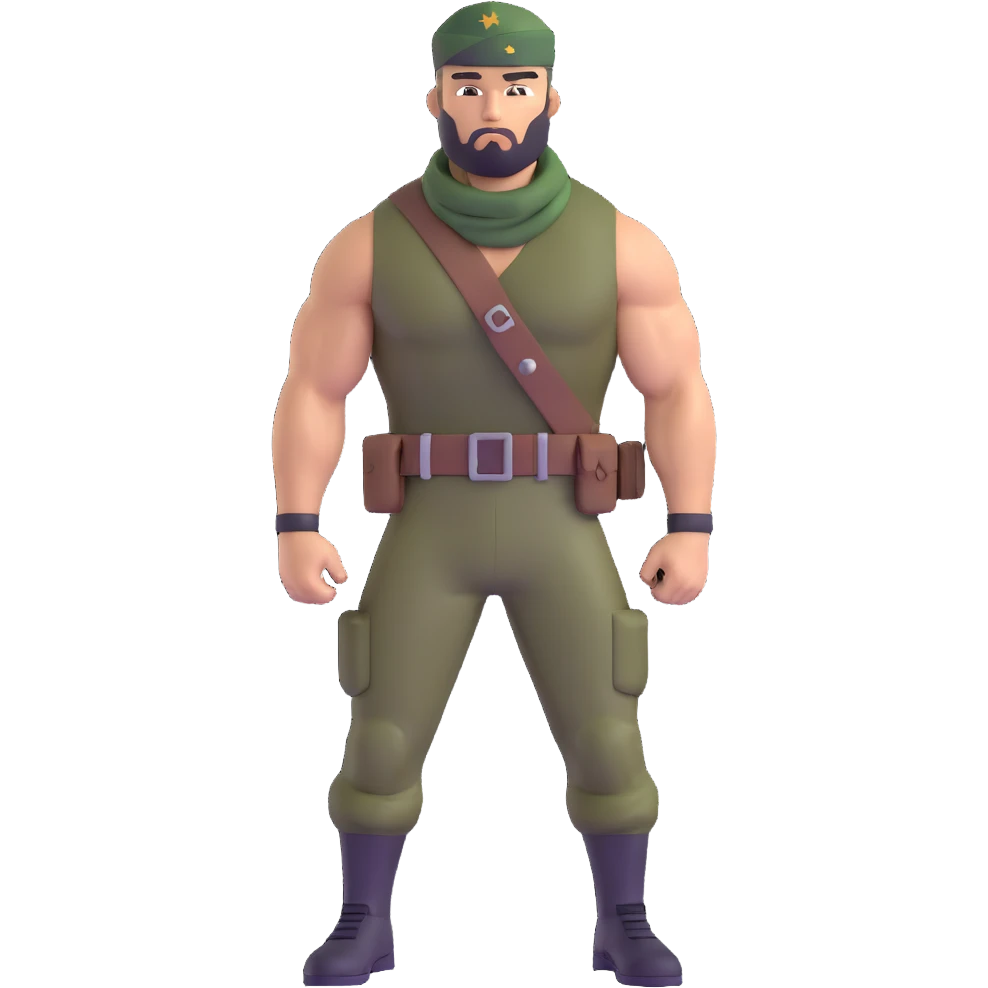 Carl Weathers as Dillon from Predator movie, muscular man in military gear with bandana emoji