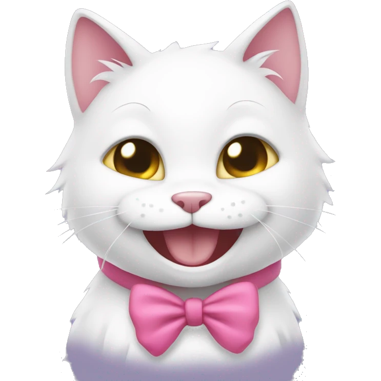 fursona white cat female with pink bow laughing emoji