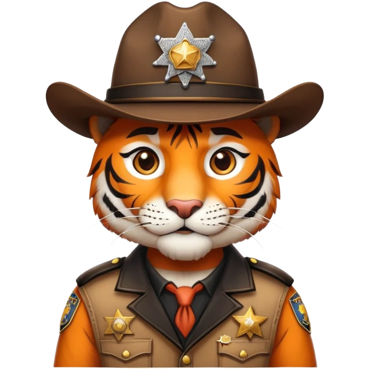 Wild west tiger sheriff with badge and hat emoji