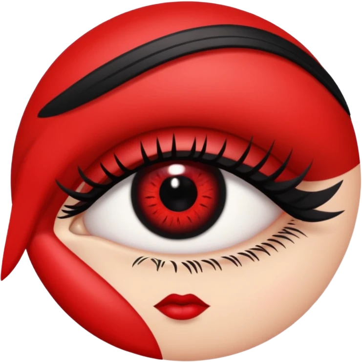Black and red gothic big eye with mascara and makeup   emoji