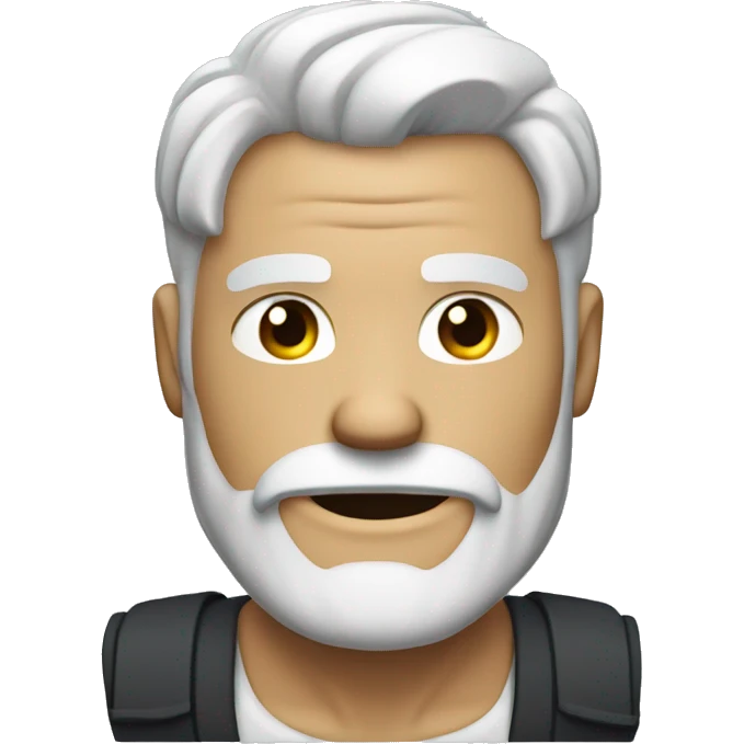 Guy with muscly torso with white hair and beard curling  emoji