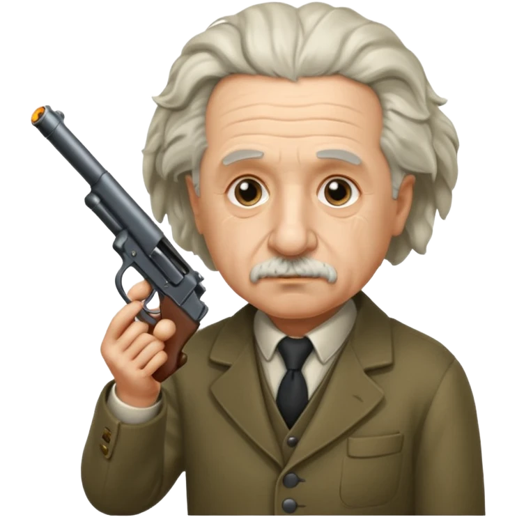 Albert instine shooting a gun emoji