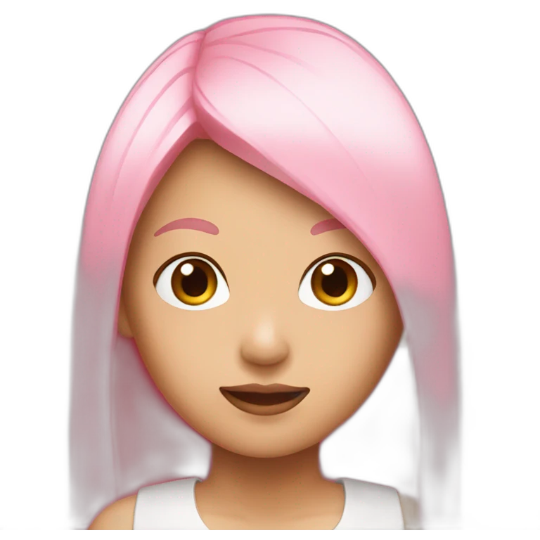 Asian women, with medium straight pink hair emoji