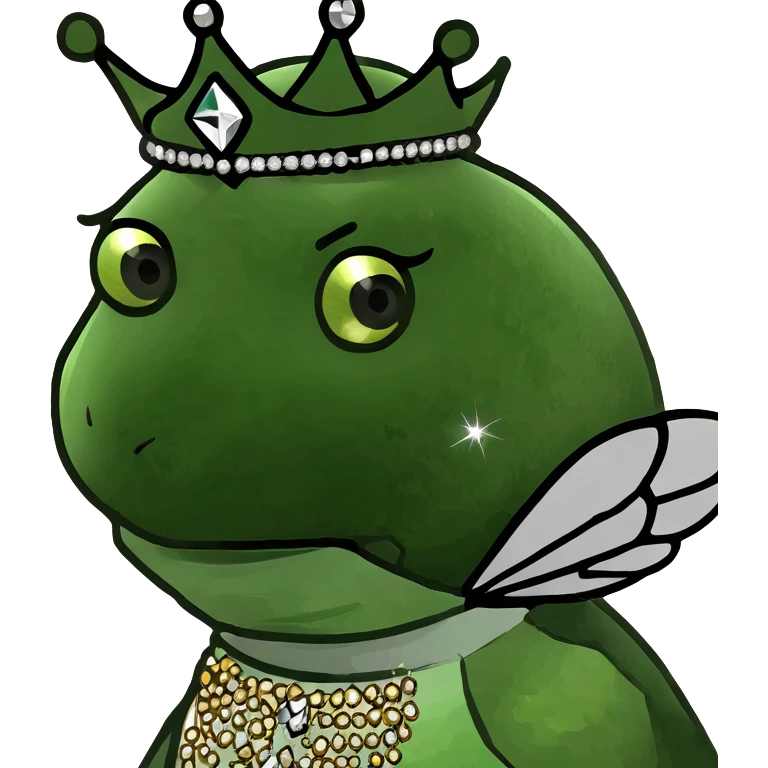 Fancy mint green queen bee with diamond jewelry, rhinestone embellishments, and glitter sparkles emoji